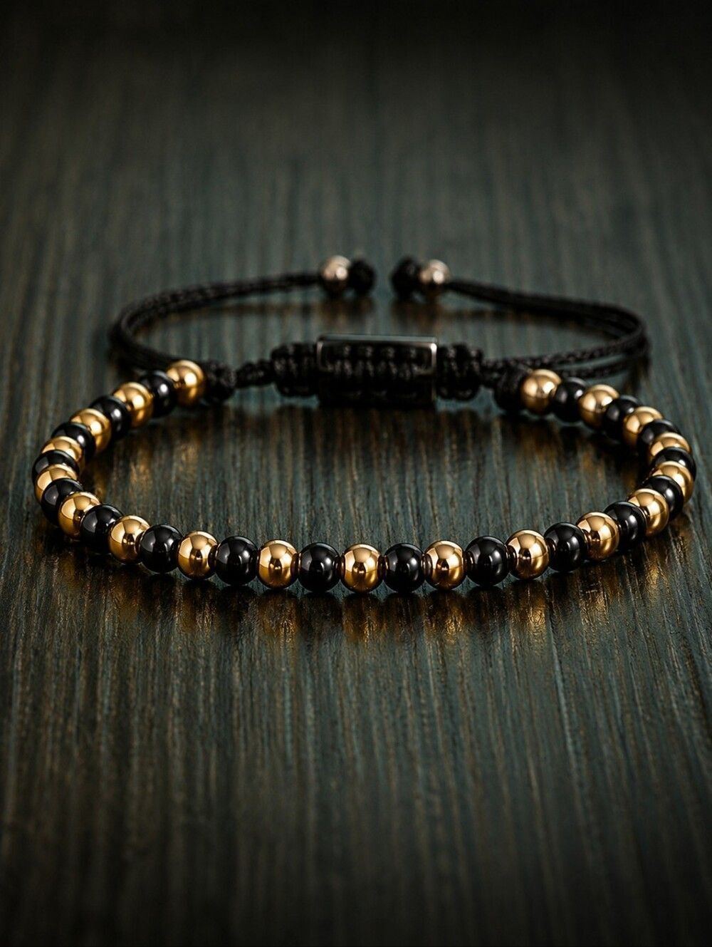 Gold Black Metal Bead Bracelet